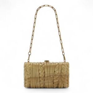Cult Gaia Helene Cornsilk Acrylic Clutch Gold Chain Shoulder Bag